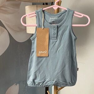 Goumi Bamboo blend 0-3 mos. Dusty Blue Sleeveless Cotton Tank Romper